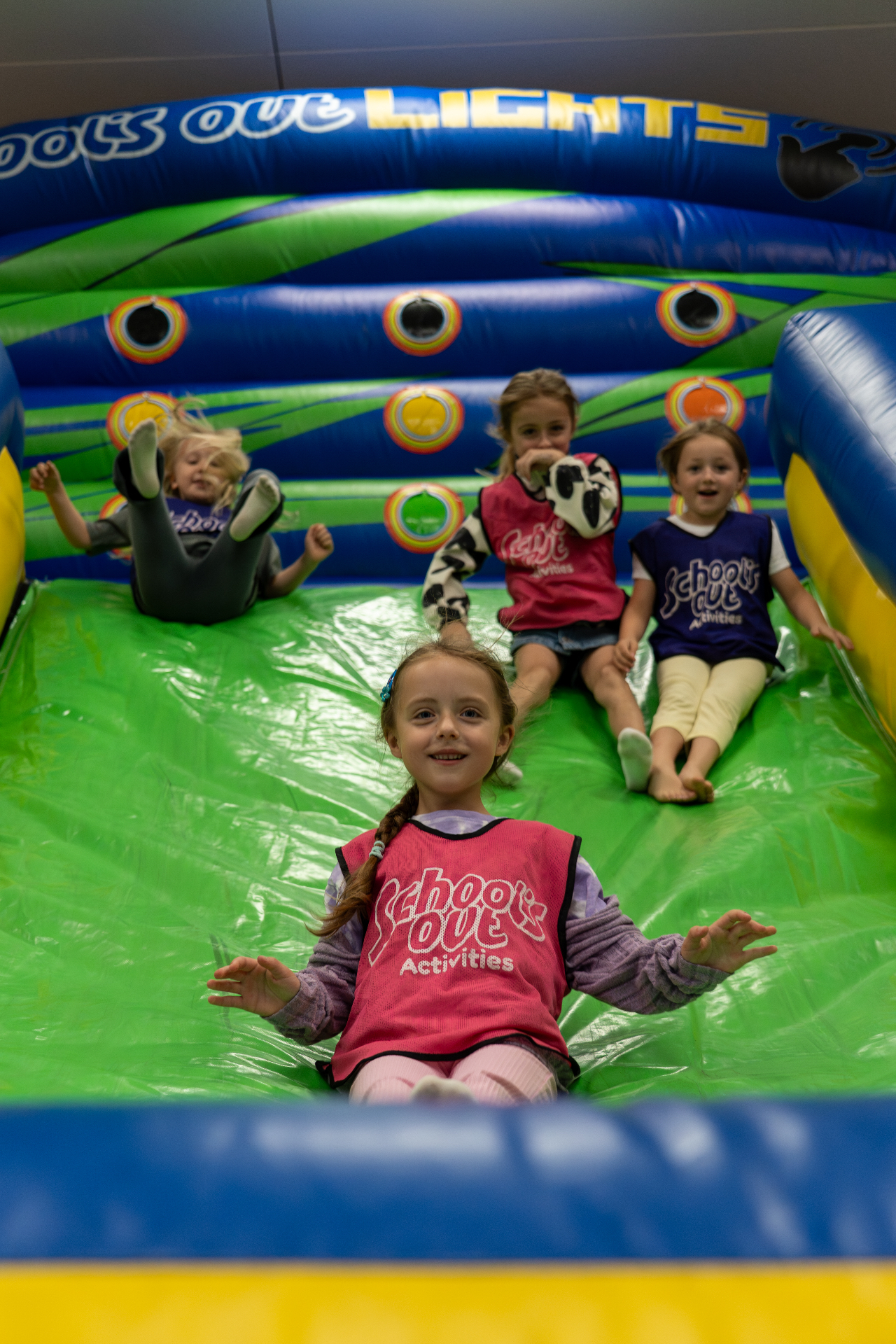 Children on the inflatable slide