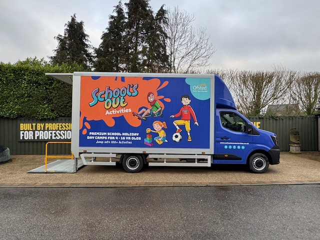 School's Out Luton van side branding